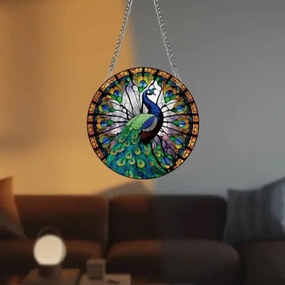 Vibrant Peacock Window Hanging Acrylic Suncatcher - Picture 4 of 14